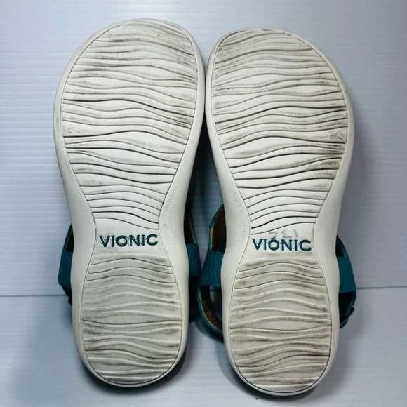 Vionic Terra Women's Teal Leather Sandals Size 7.5 - Picture 12 of 13